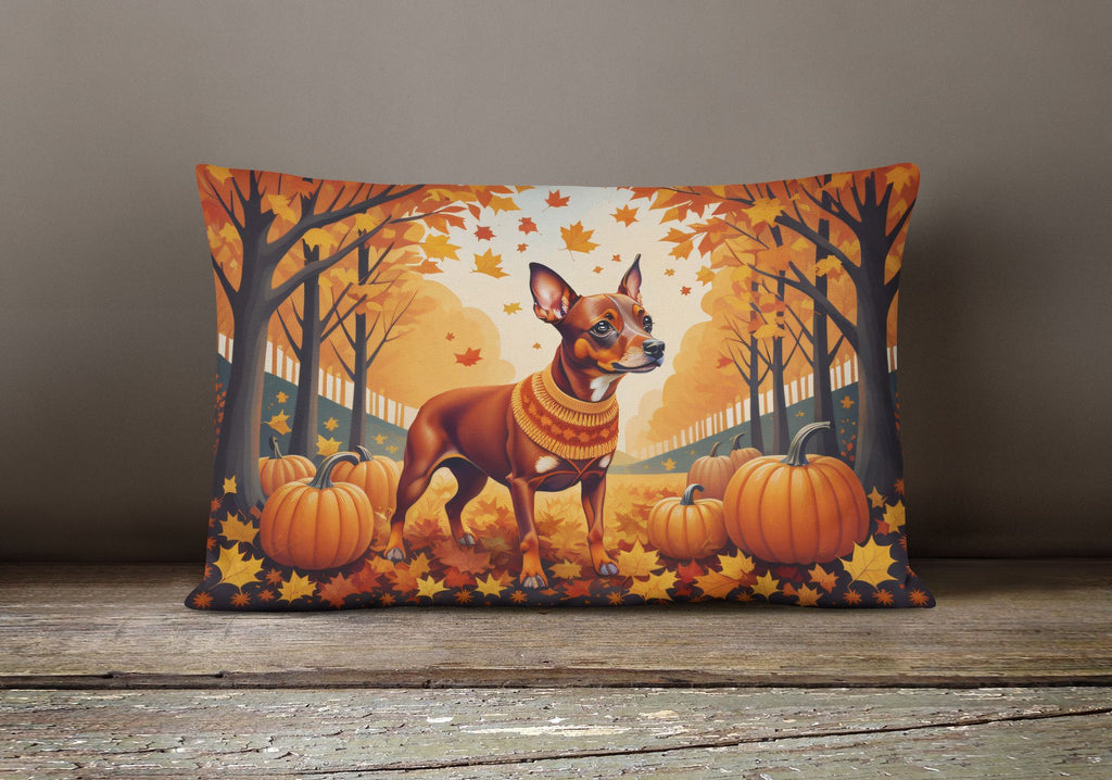 Miniature Pinscher Autumn Leaves Throw Pillow