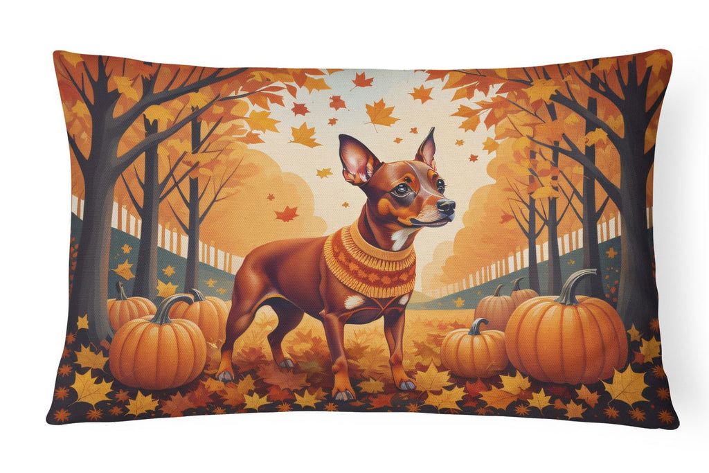 Miniature Pinscher Autumn Leaves Throw Pillow