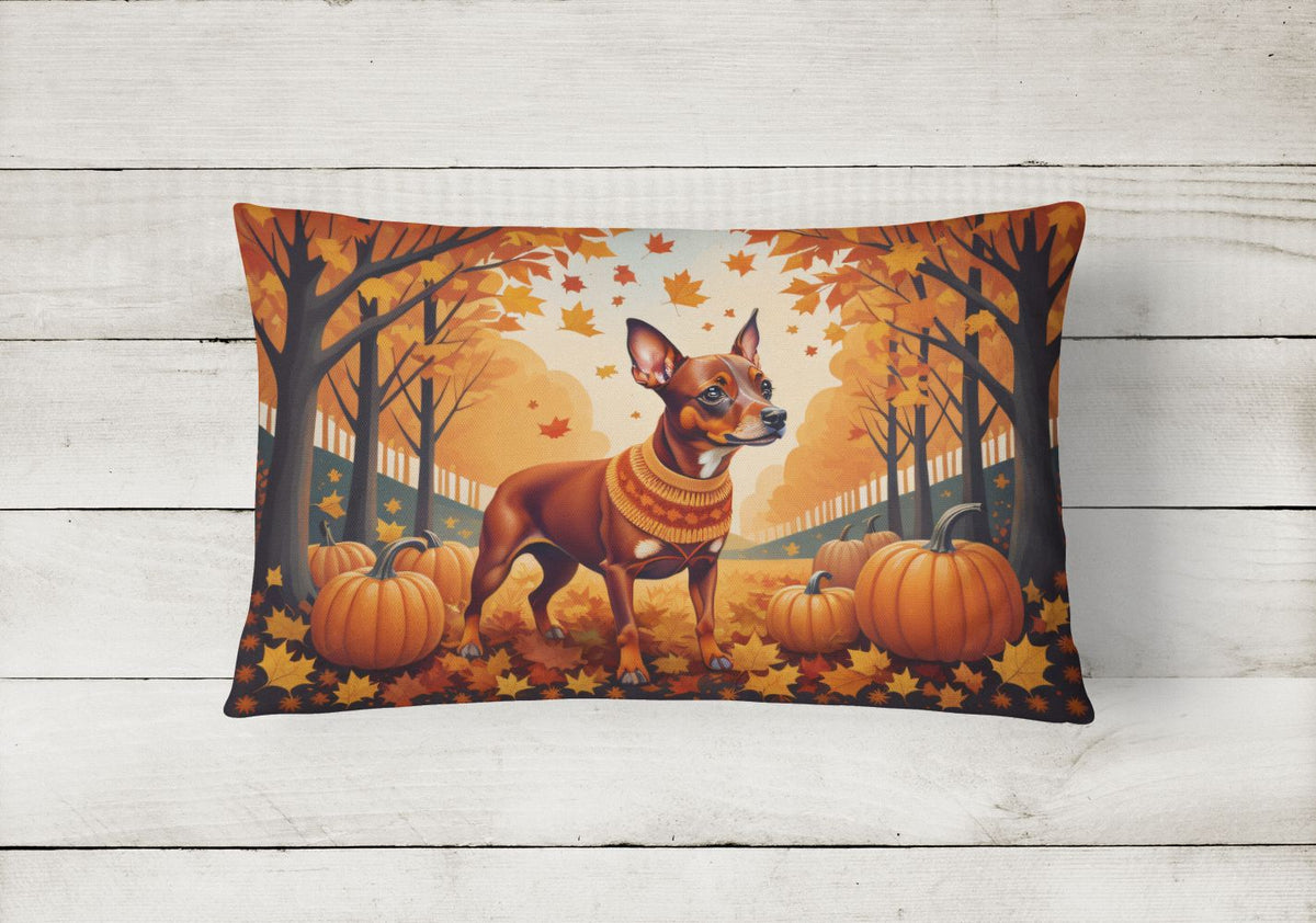 Miniature Pinscher Autumn Leaves Throw Pillow