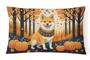 Shiba Inu Autumn Leaves Decorative Throw Pillow
