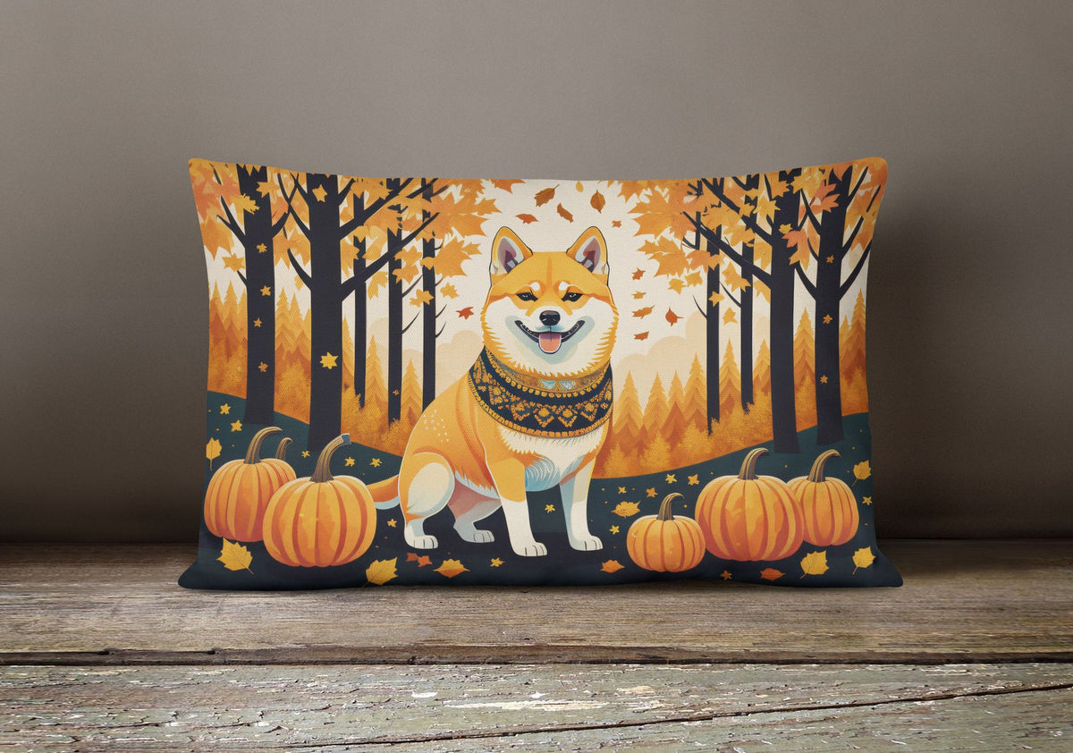 Shiba Inu Autumn Leaves Decorative Throw Pillow