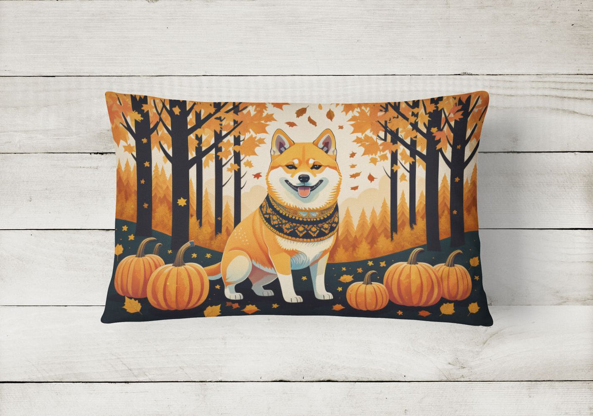 Shiba Inu Autumn Leaves Decorative Throw Pillow