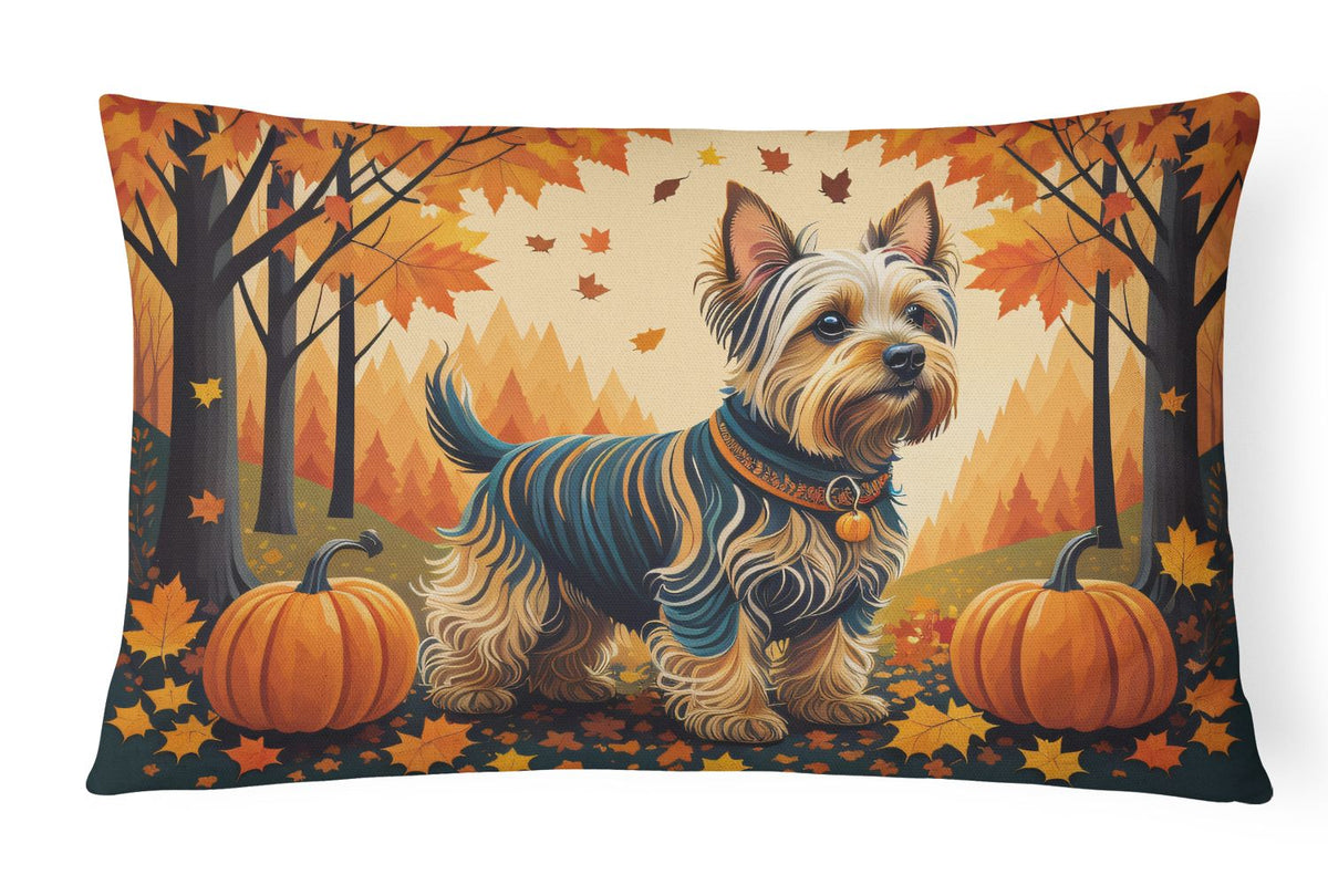 Silky Terrier Autumn Leaves Decorative Throw Pillow
