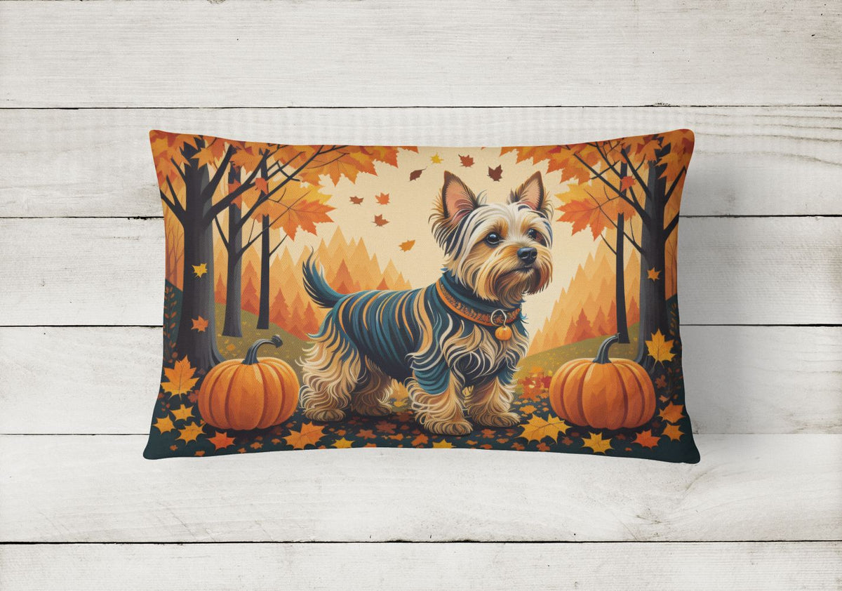 Silky Terrier Autumn Leaves Decorative Throw Pillow