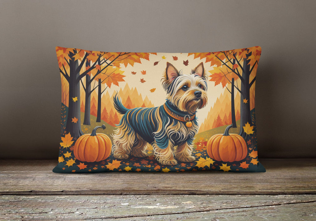 Silky Terrier Autumn Leaves Decorative Throw Pillow