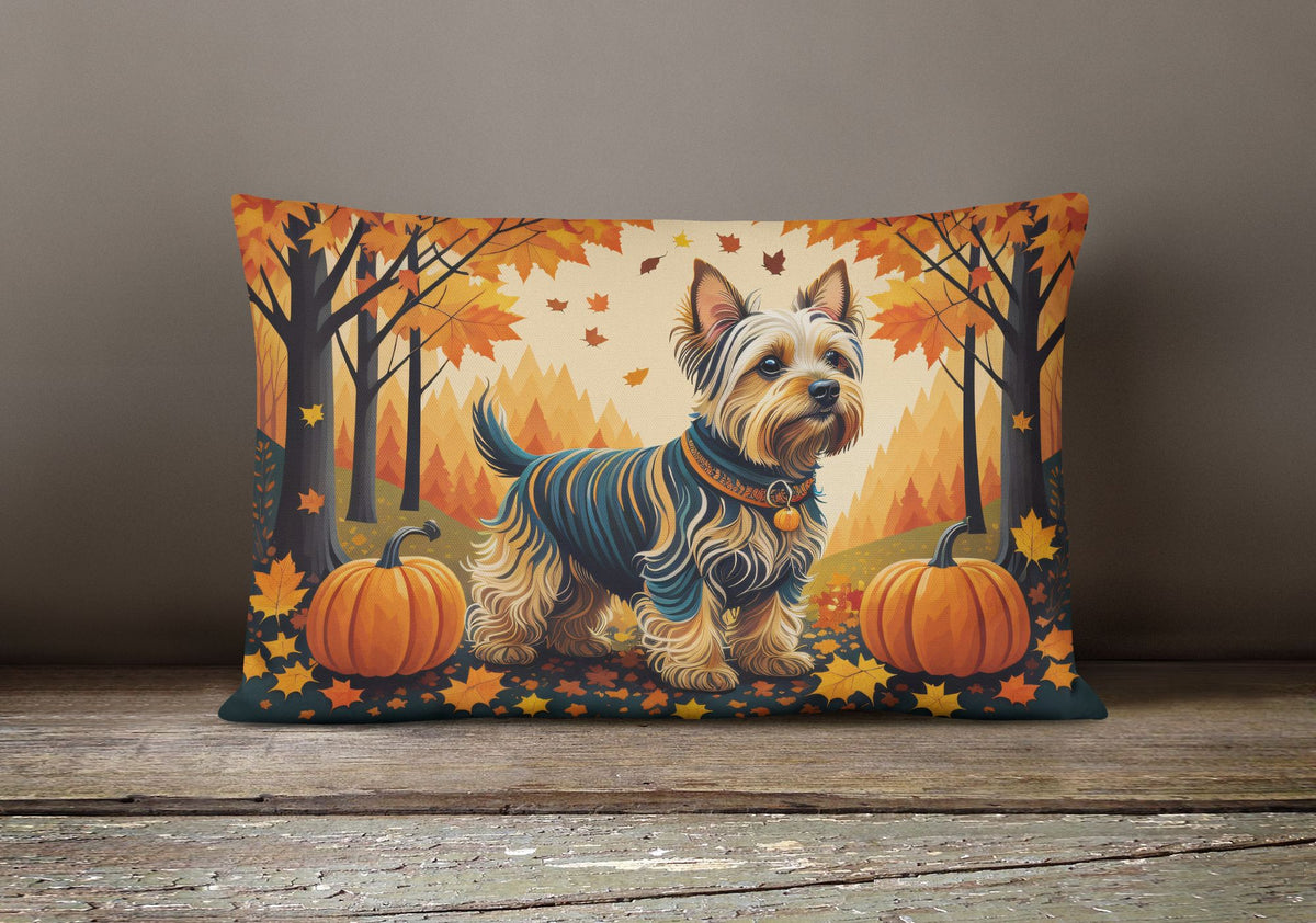 Silky Terrier Autumn Leaves Decorative Throw Pillow