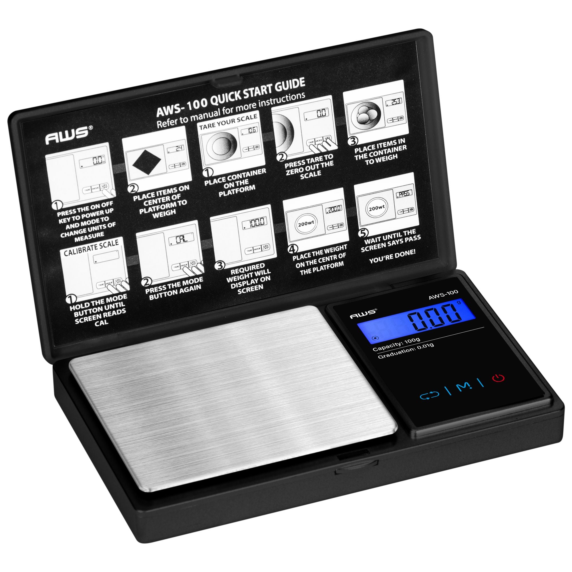 AWS 100g Digital Pocket Scale with Calibration Weight