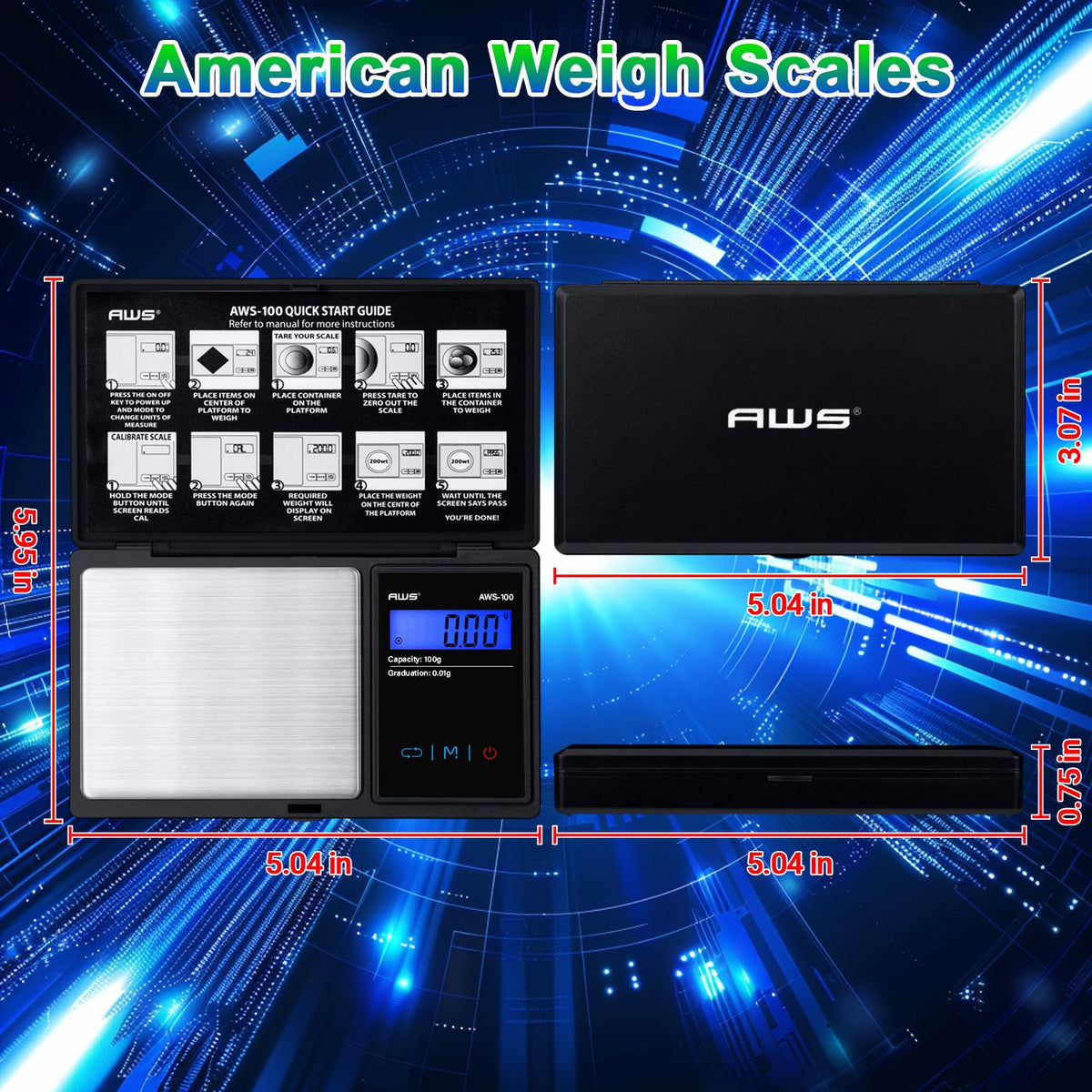 AWS Digital Pocket Scale with Backlit Display