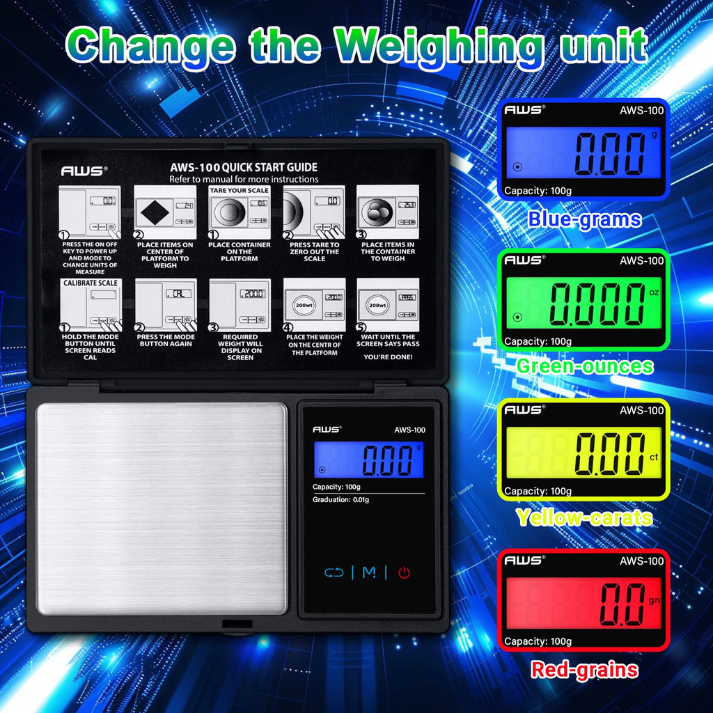 AWS Digital Pocket Scale with Backlit Display