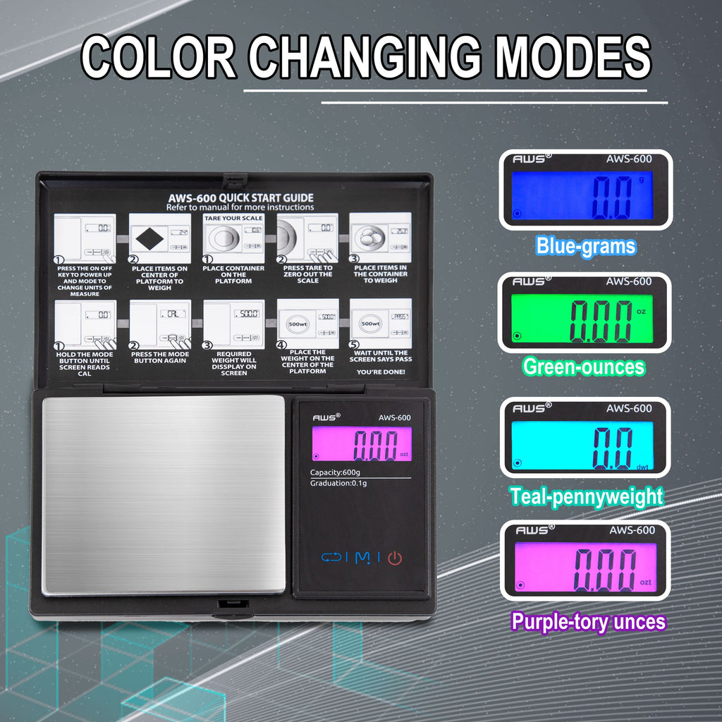 AWS Digital Pocket Scale with Backlit Display and Hinged Cover