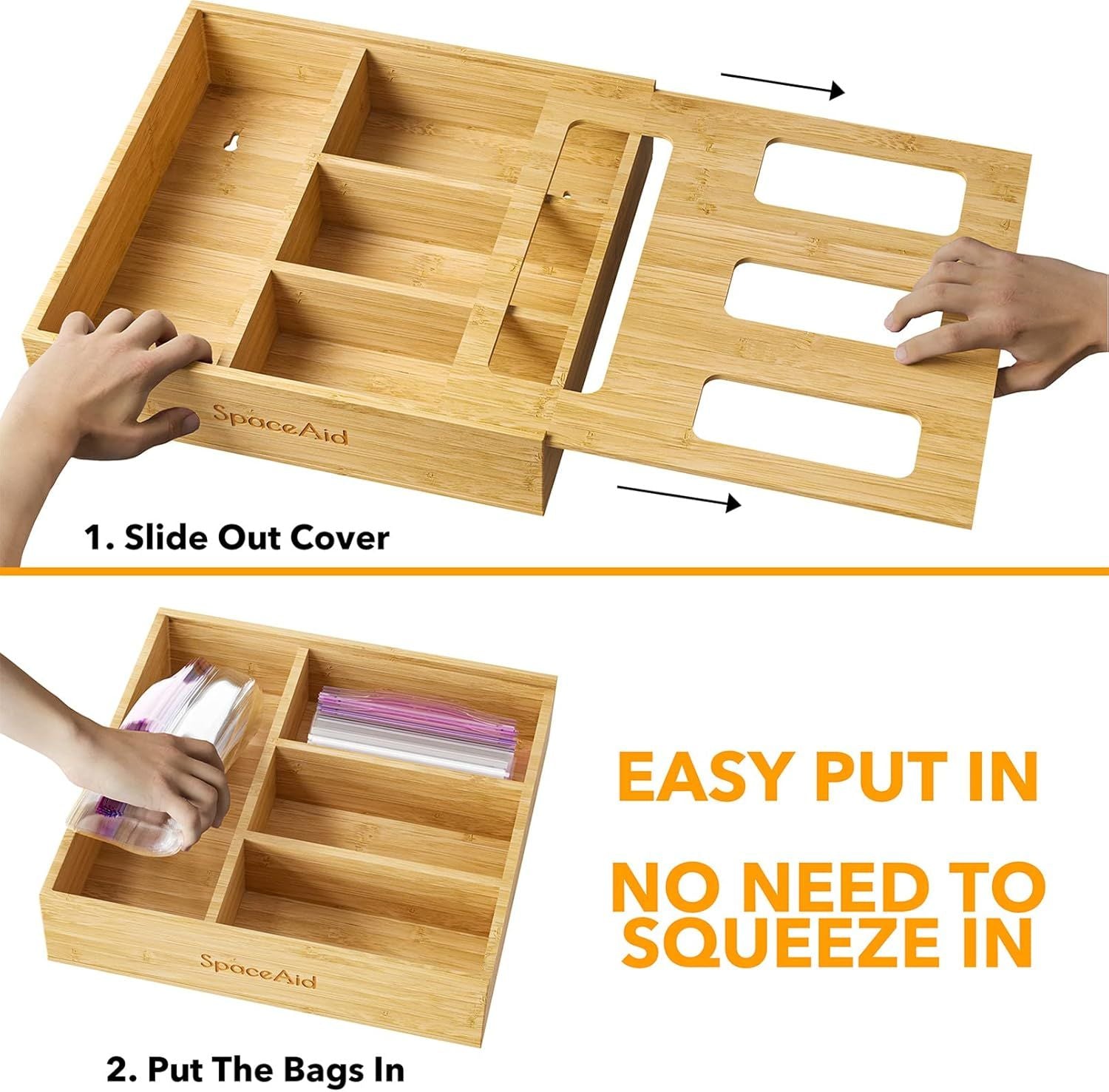 Four-Slot Kitchen Drawer Organizer for Food Storage Bags
