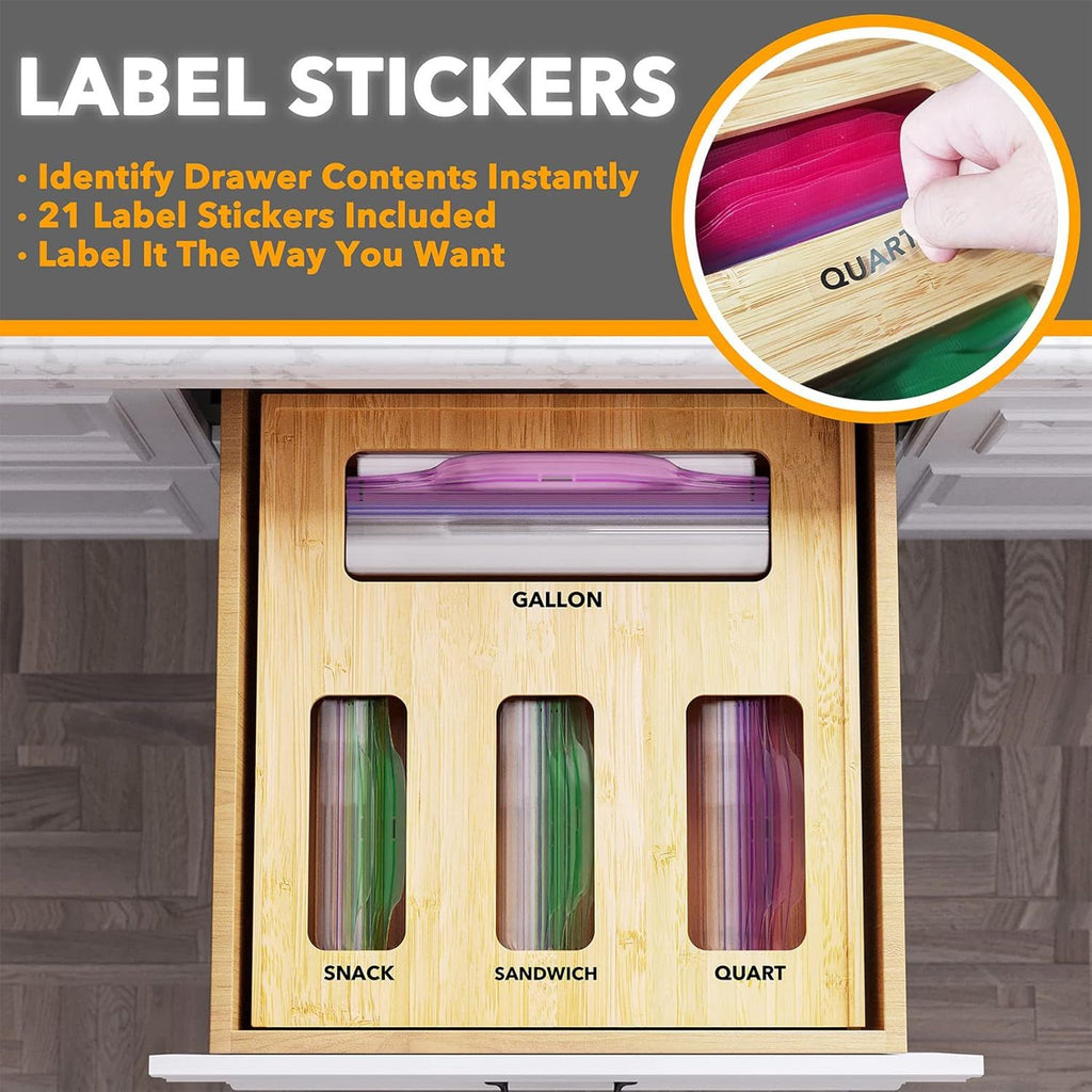 Four-Slot Kitchen Drawer Organizer for Food Storage Bags