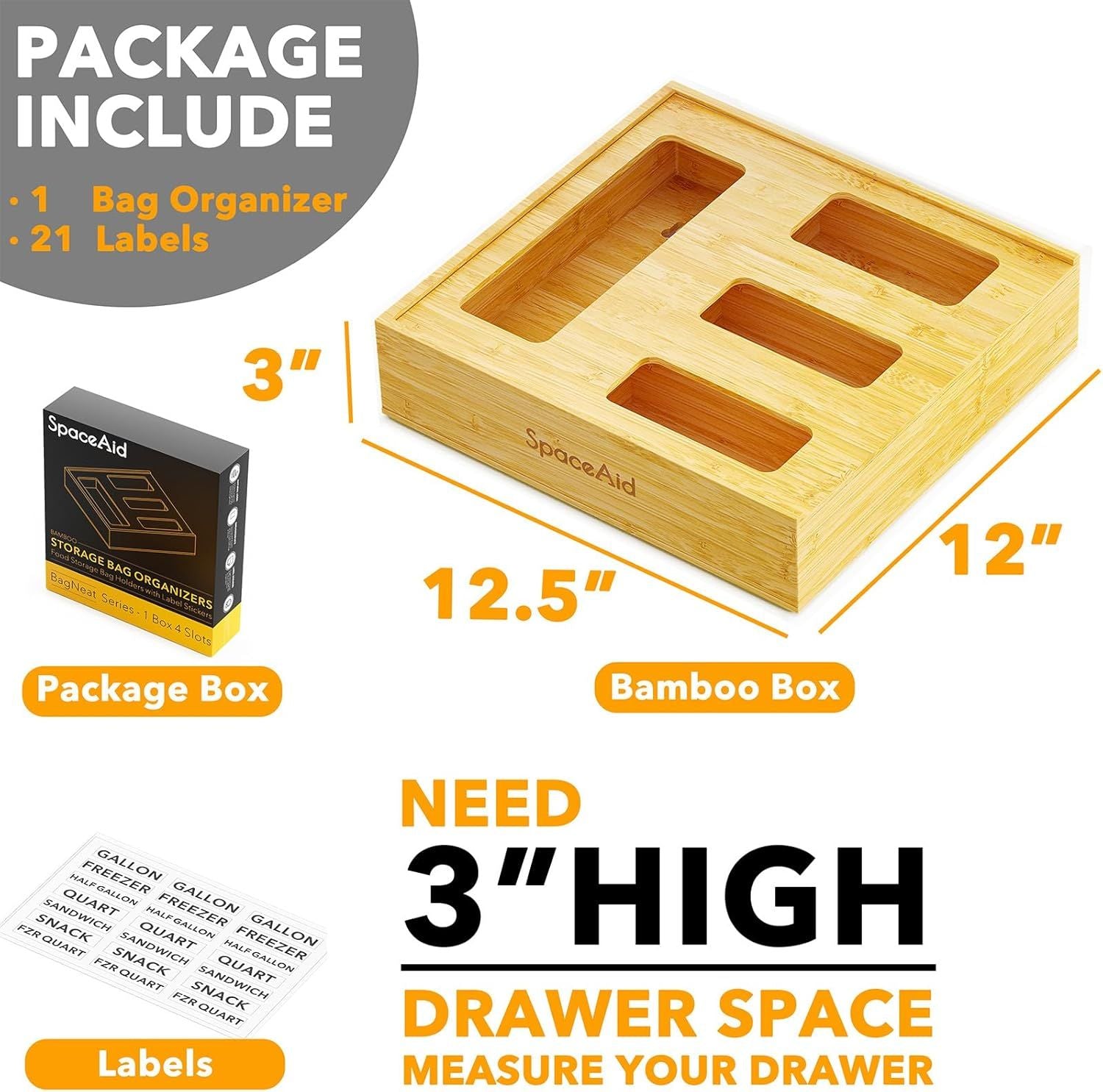 Four-Slot Kitchen Drawer Organizer for Food Storage Bags