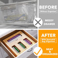 Four-Slot Kitchen Drawer Organizer for Food Storage Bags