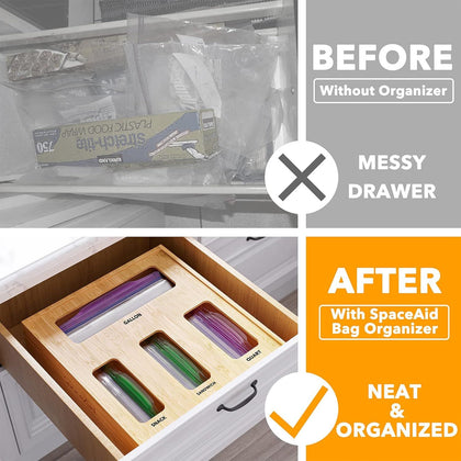 Four-Slot Kitchen Drawer Organizer for Food Storage Bags