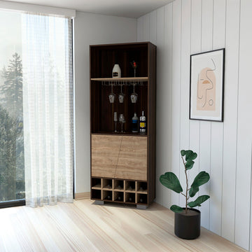 Bahamas Corner Bar with Ten-Bottle Wine Rack and Double Doors
