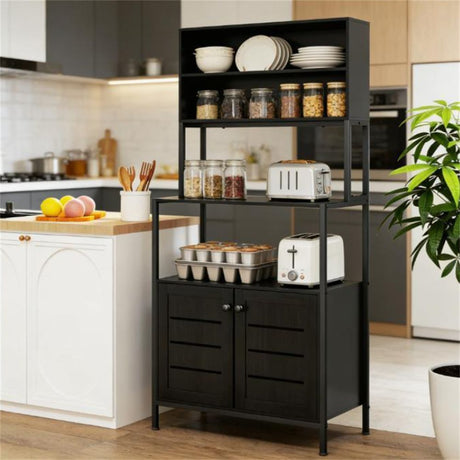 Baker rack, storage cabinet, cupboard, cutlery cabinet, black