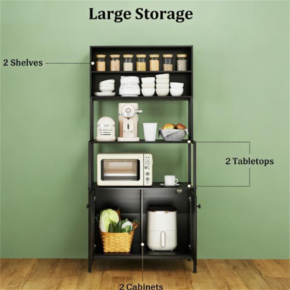 Baker rack, storage cabinet, cupboard, cutlery cabinet, black