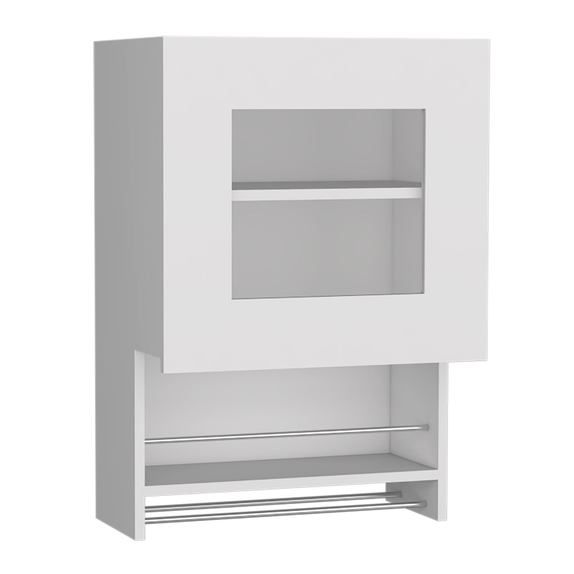 Balboa 1-Door Wall Cabinet with Glass Front and Towel Bar
