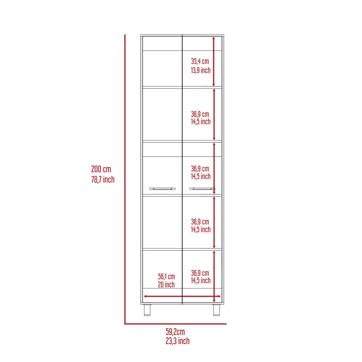 Tall Black Storage Cabinet with Five Shelves for Home Organization