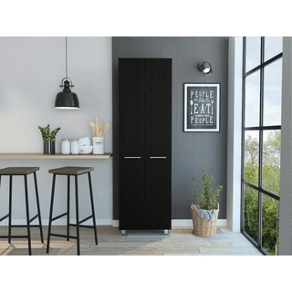 Tall Black Storage Cabinet with Five Shelves for Home Organization