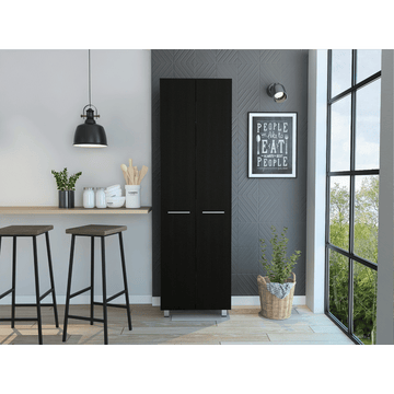 Tall Black Storage Cabinet with Five Shelves for Home Organization