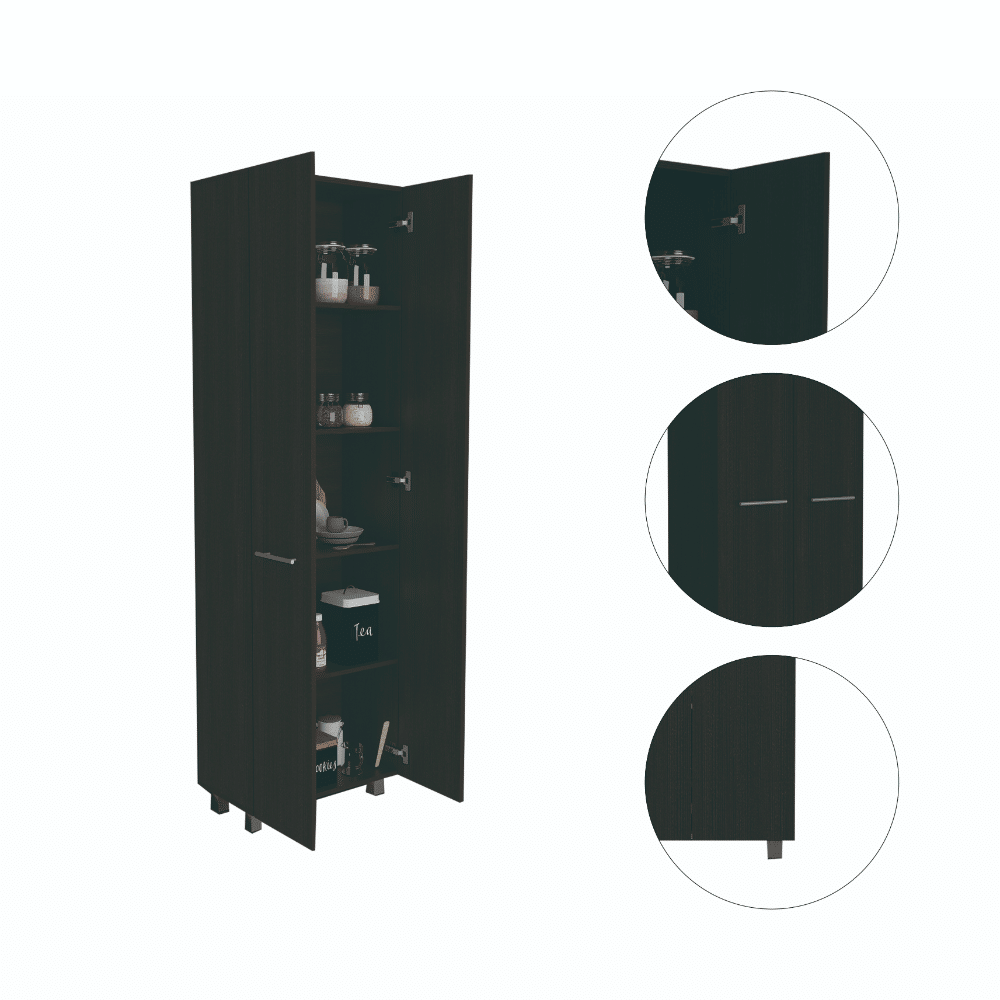Tall Black Storage Cabinet with Five Shelves for Home Organization