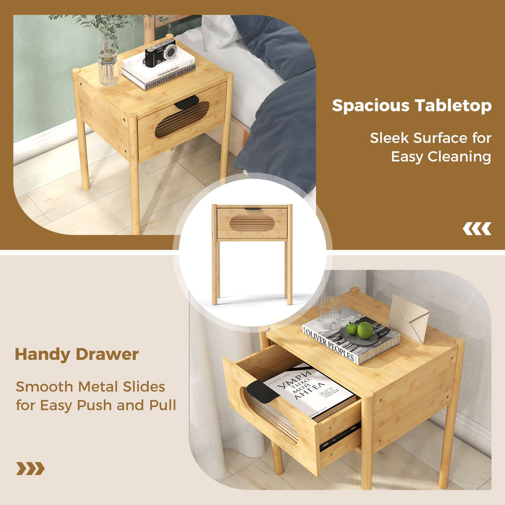Tall Nightstand with Reeded Glass Drawer Detail