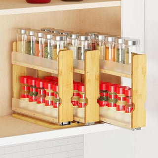 Three-Section Pull-Out Spice Rack for Kitchen Cabinets