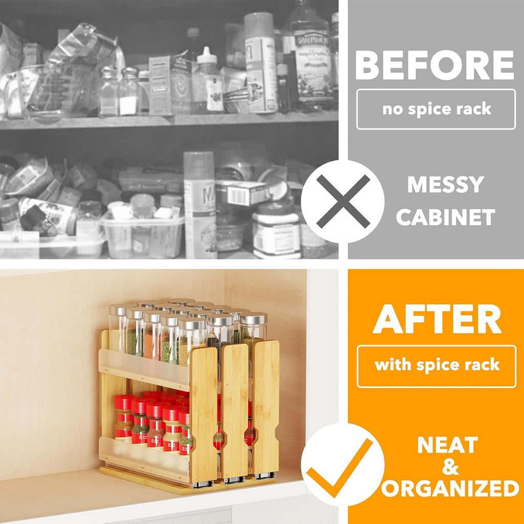 Three-Section Pull-Out Spice Rack for Kitchen Cabinets