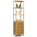 Bamboo Tower Hamper Organizer with 3-Tier Storage Shelves