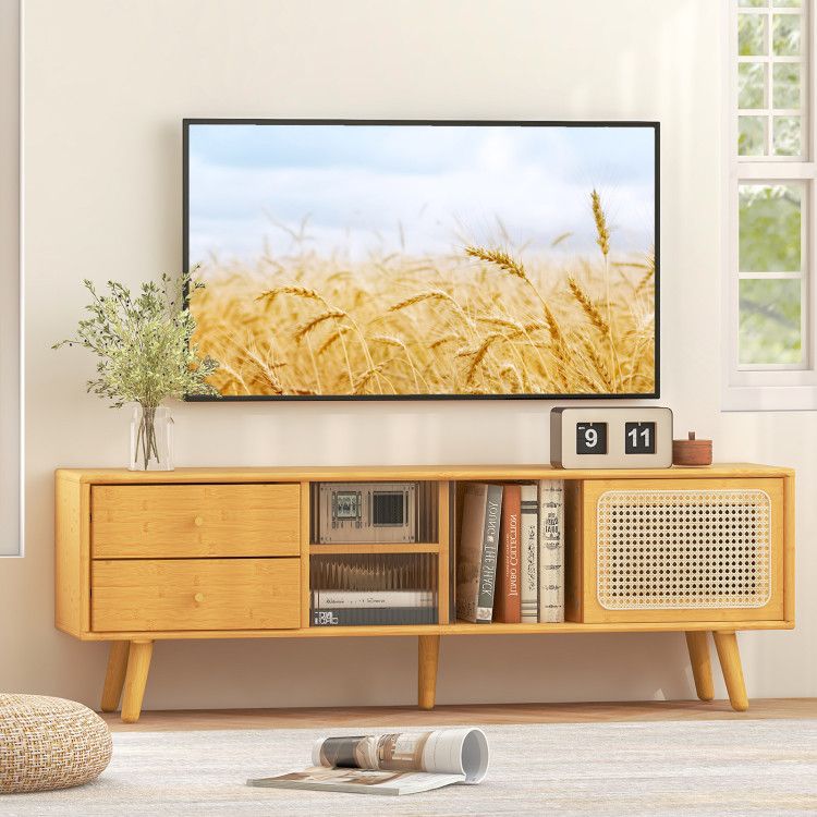 Spacious TV Stand with Drawers and Adjustable Shelving for Organized Entertainment