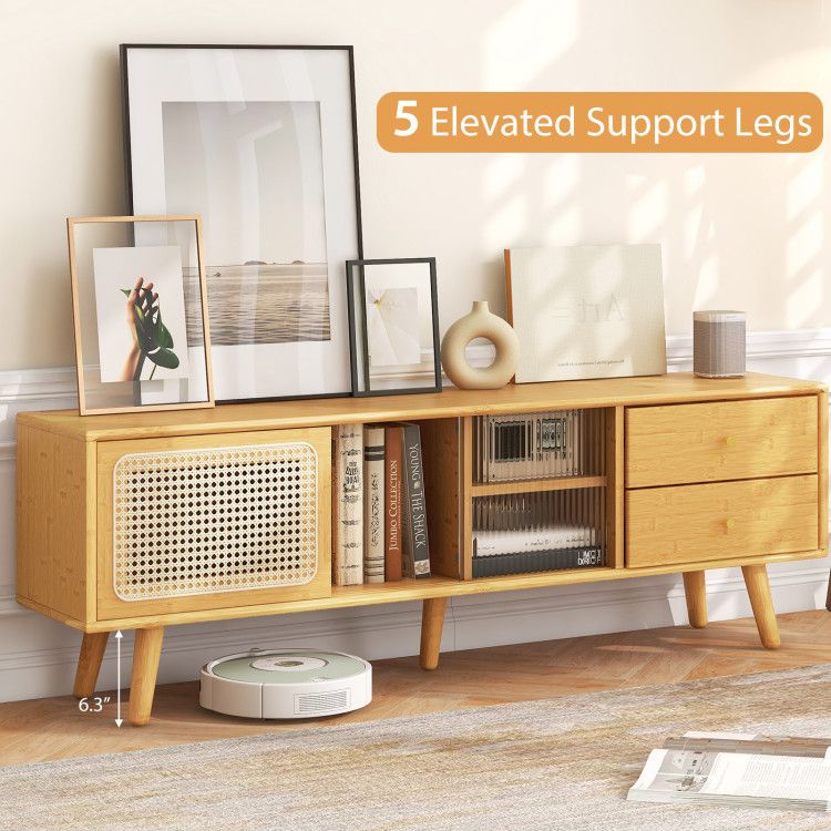 Spacious TV Stand with Drawers and Adjustable Shelving for Organized Entertainment