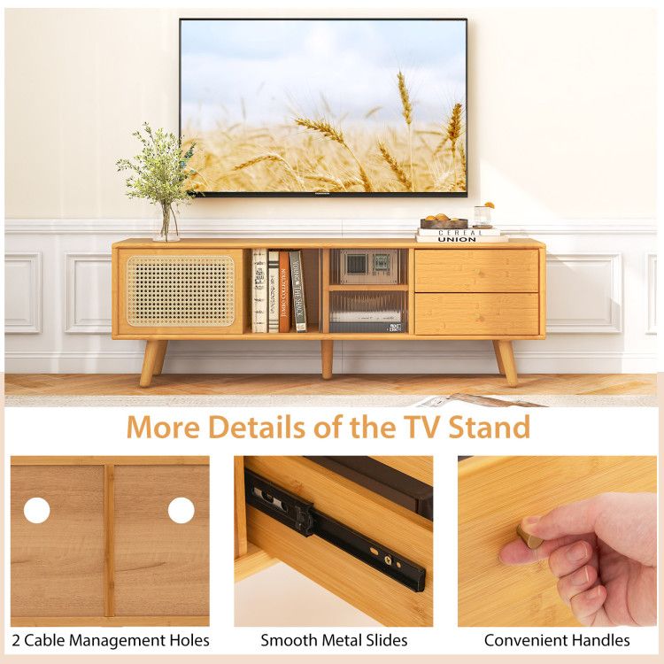 Spacious TV Stand with Drawers and Adjustable Shelving for Organized Entertainment