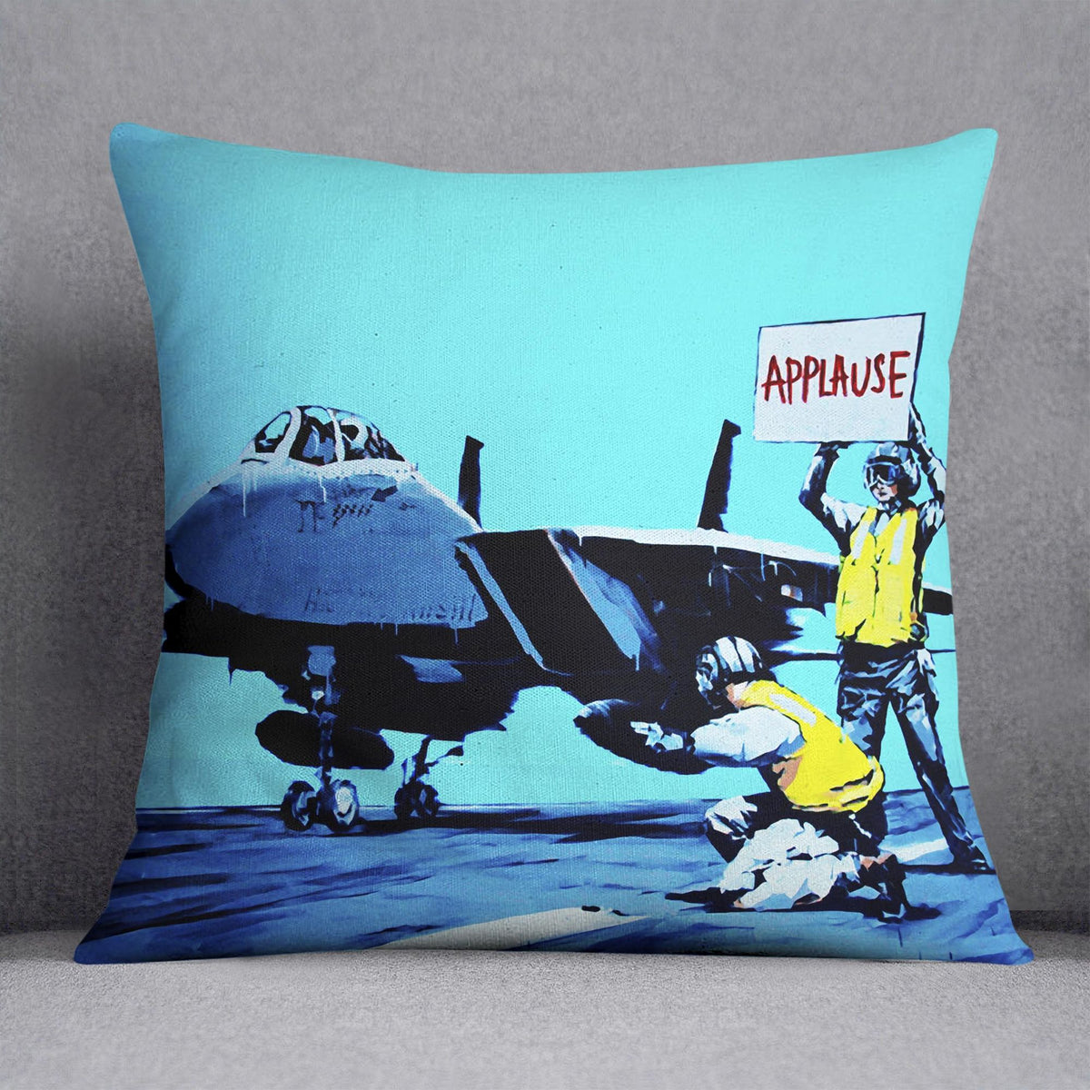 Banksy Aircraft Carrier Applause Accent Cushion