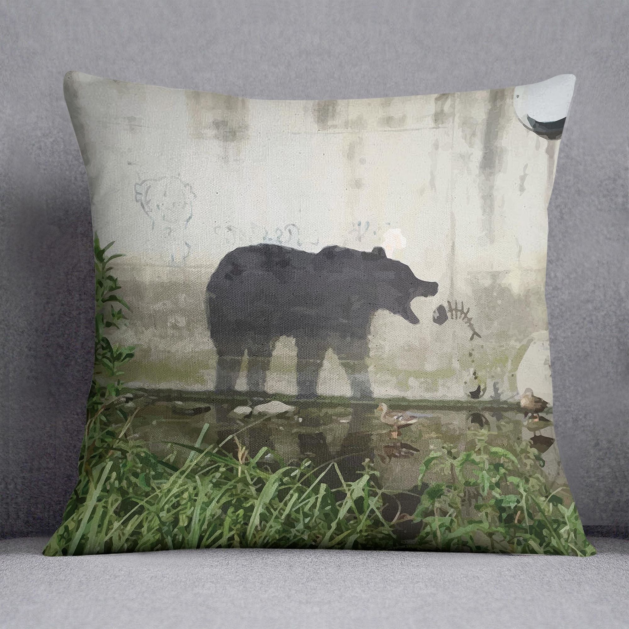 Banksy Bear Decorative Cushion – Wrinkle-Free & Machine Washable