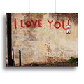 Banksy I Love You Canvas Print for Home or Office - 16" x 12" / 42cm x 30cm (approx) / Standard Framed Canvas Print