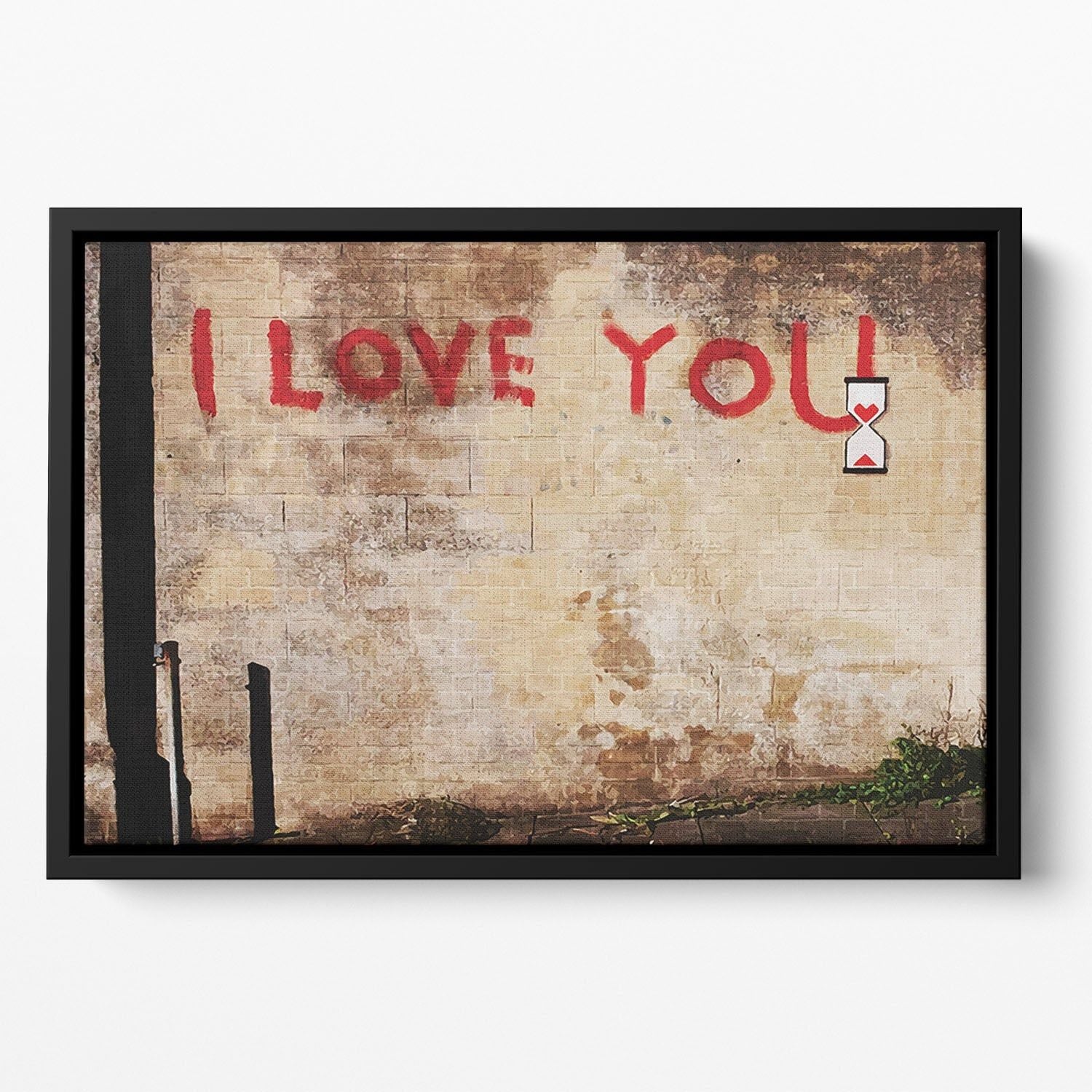 Banksy I Love You Floating Framed Canvas - Premium Wall Art