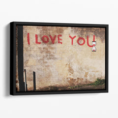 Banksy I Love You Floating Framed Canvas - Premium Wall Art