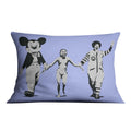Banksy Mickey and Ronald Blue Cushion