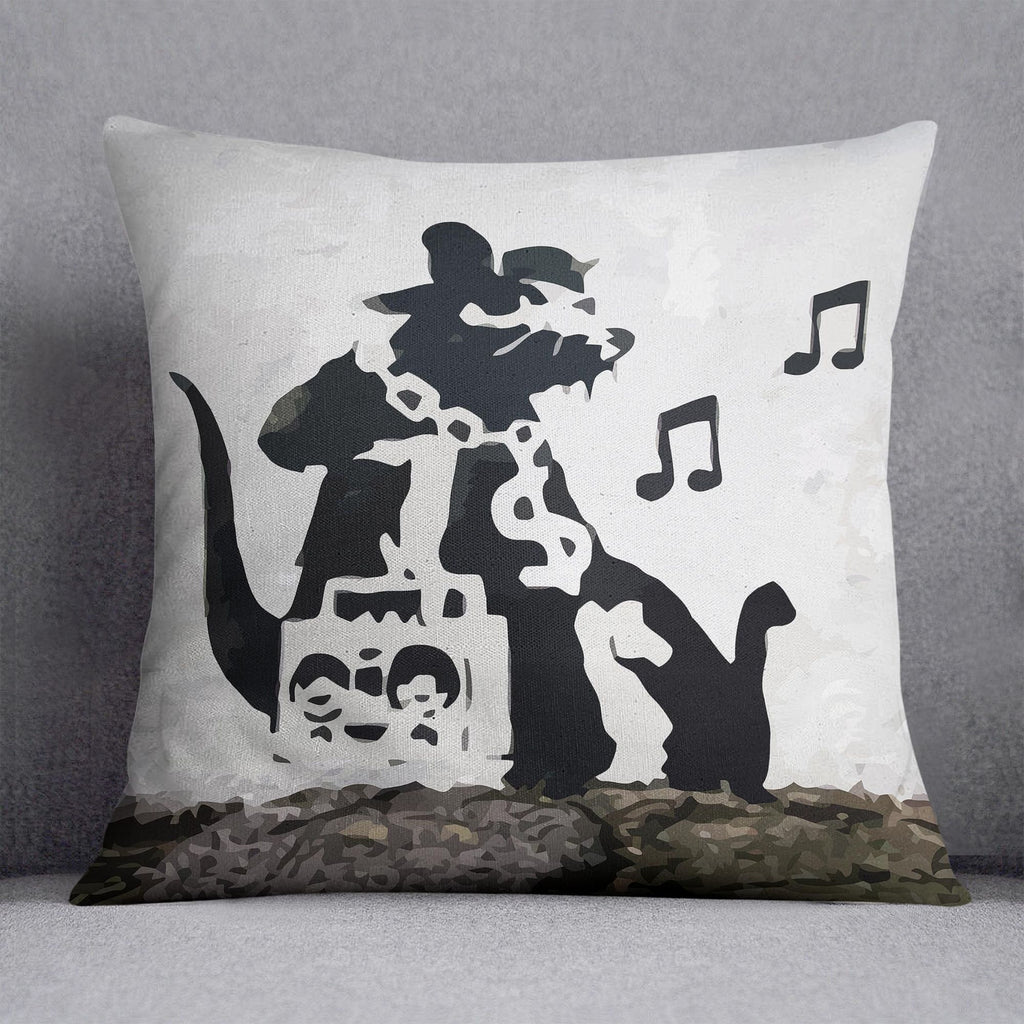 Banksy Music Rat Cushion with Graphic Urban Character