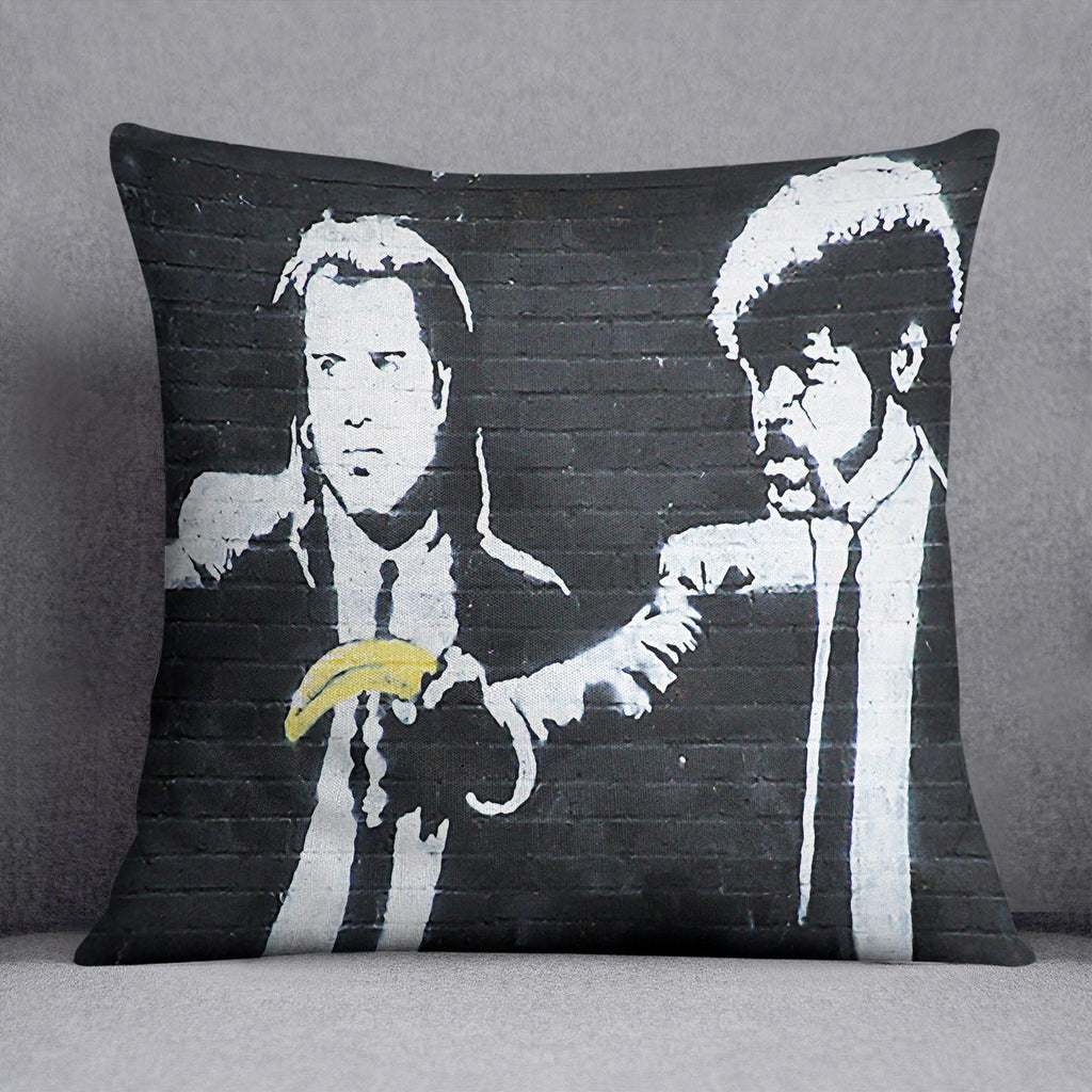 Banksy Pulp Fiction Banana Guns Cushion - everyday Home Decor with Metal Zipper