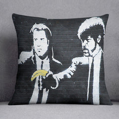 Banksy Pulp Fiction Banana Guns Cushion - everyday Home Decor with Metal Zipper