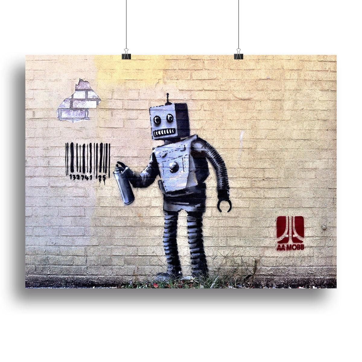 Banksy Robot Canvas Print – Premium Wall Art for Any Space - 28" x 20" / 70cm x 50cm (approx) / Standard Framed Canvas Print
