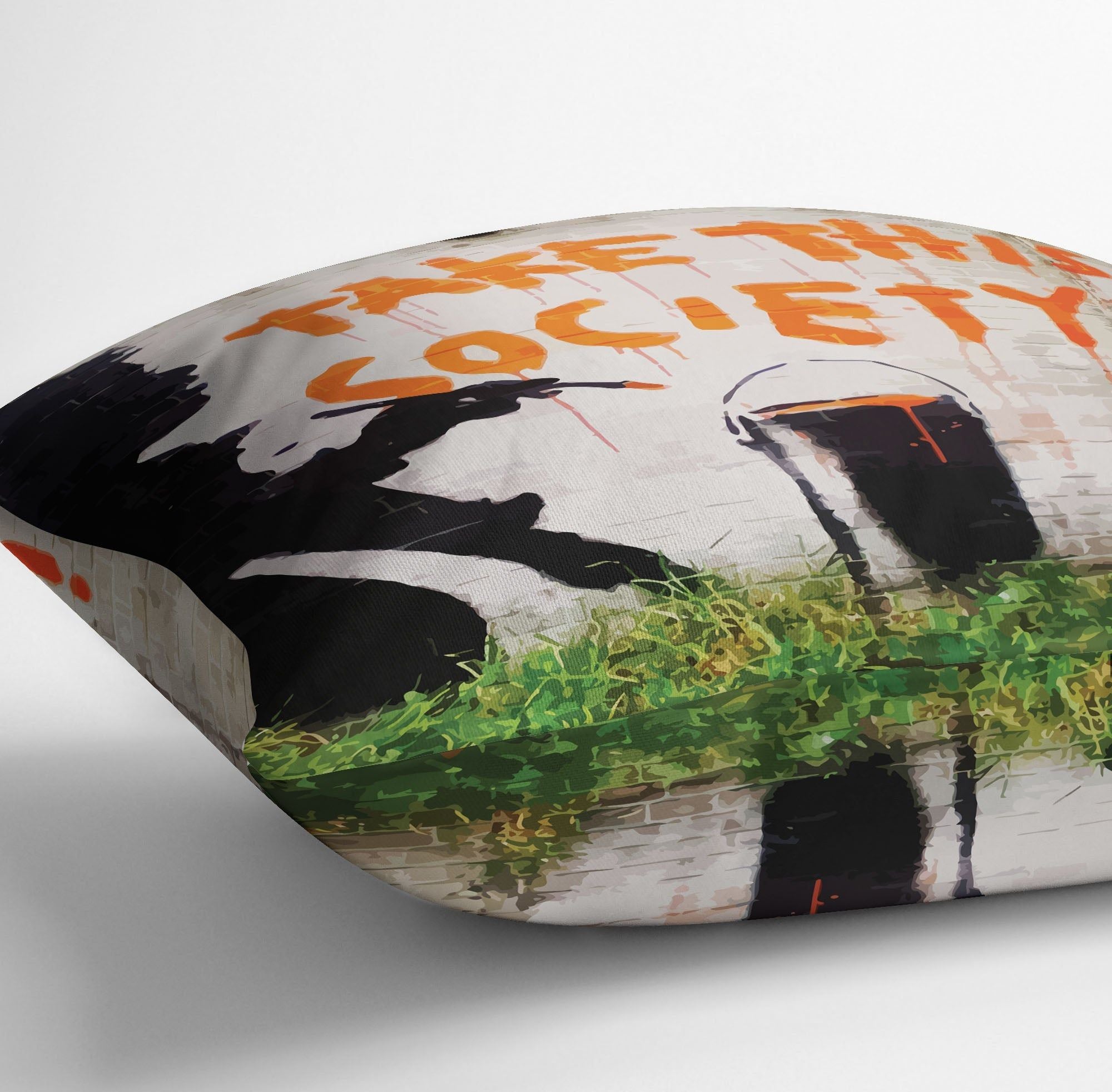 Banksy Take This Society Accent Cushion