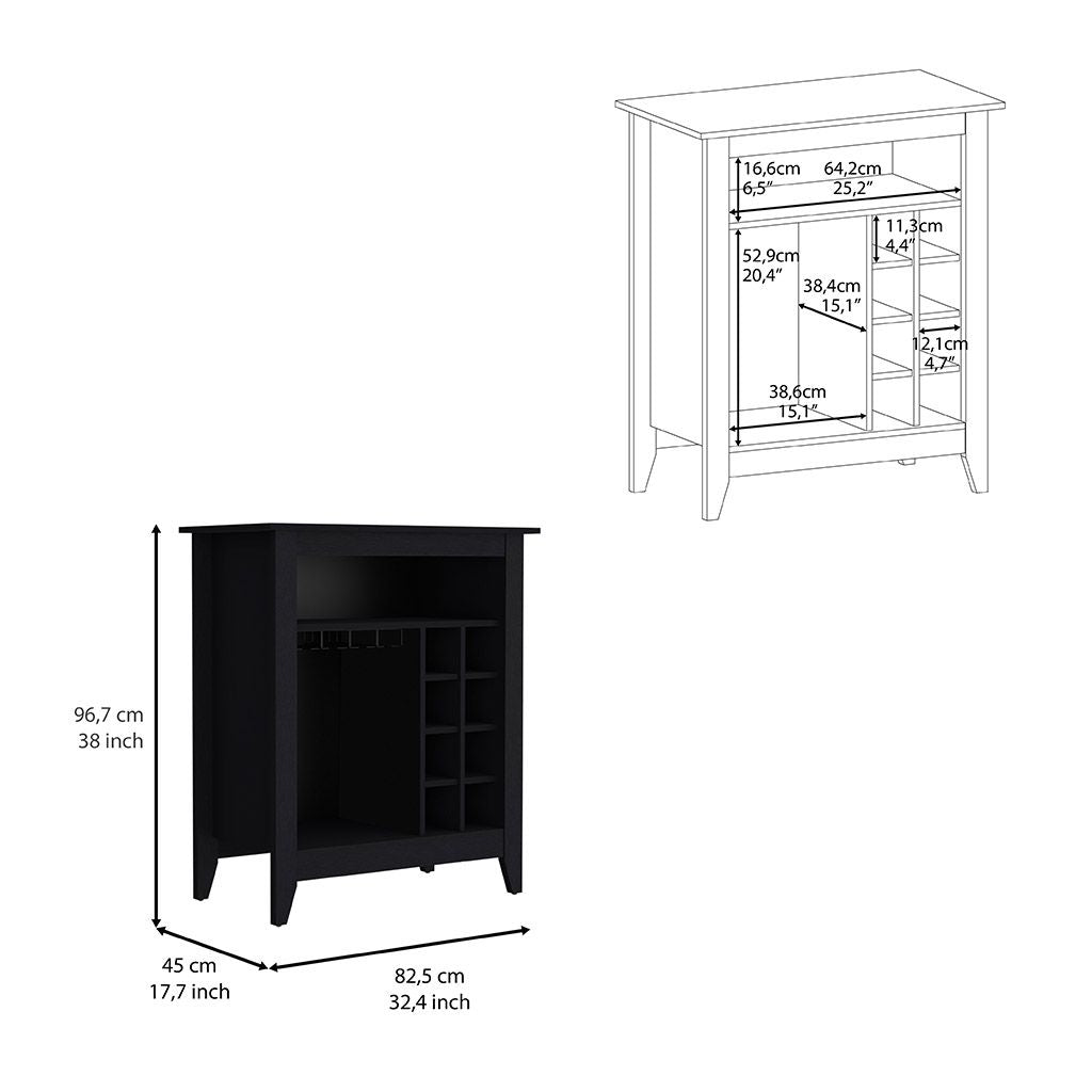 Castle Bar Cabinet with Wine and Glassware Storage
