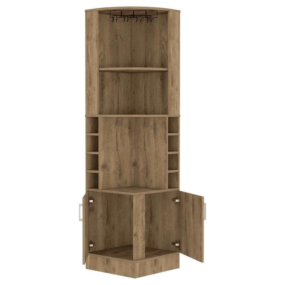 Papprika Bar Cabinet with Bottle Cubbies and Display Storage