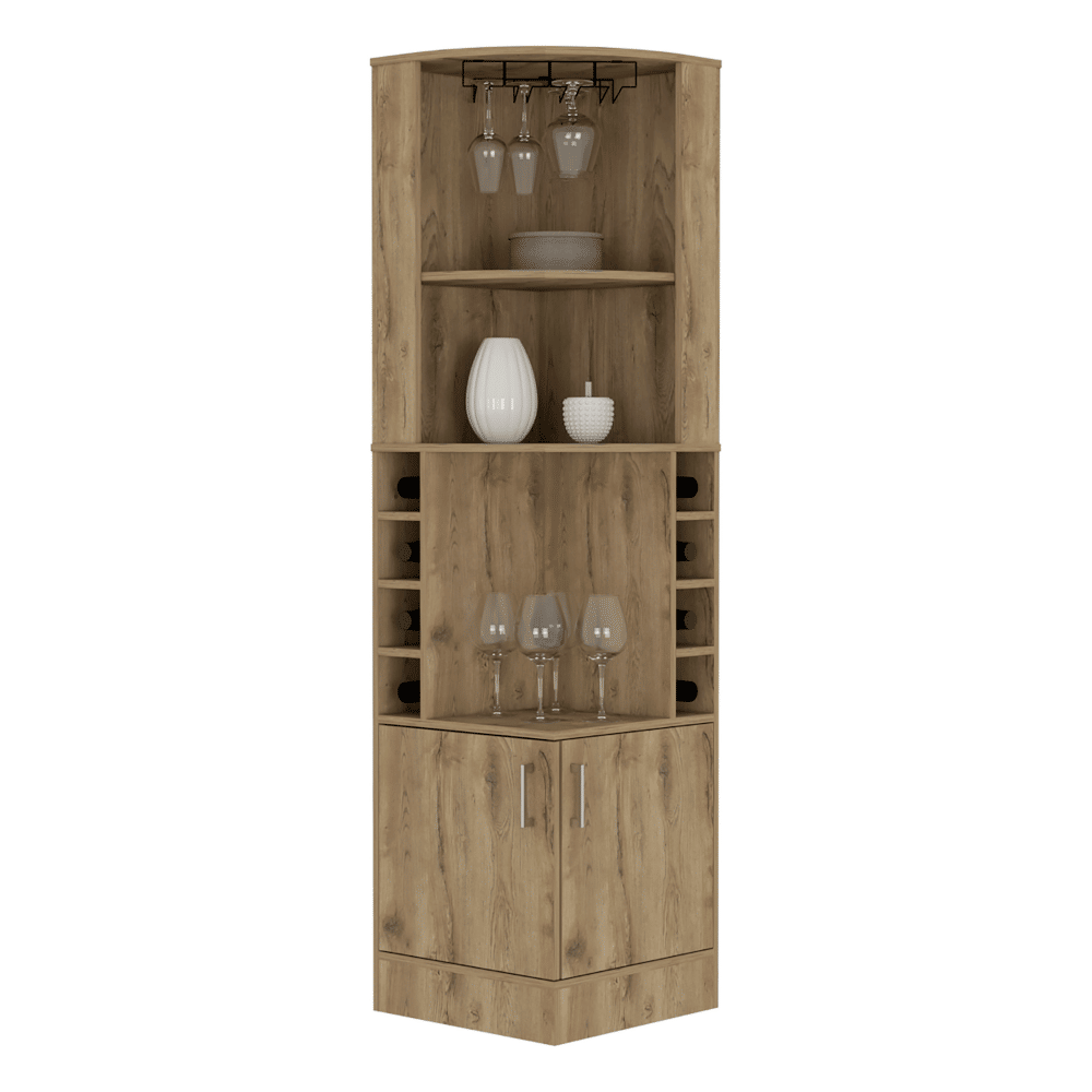 Papprika Bar Cabinet with Bottle Cubbies and Display Storage