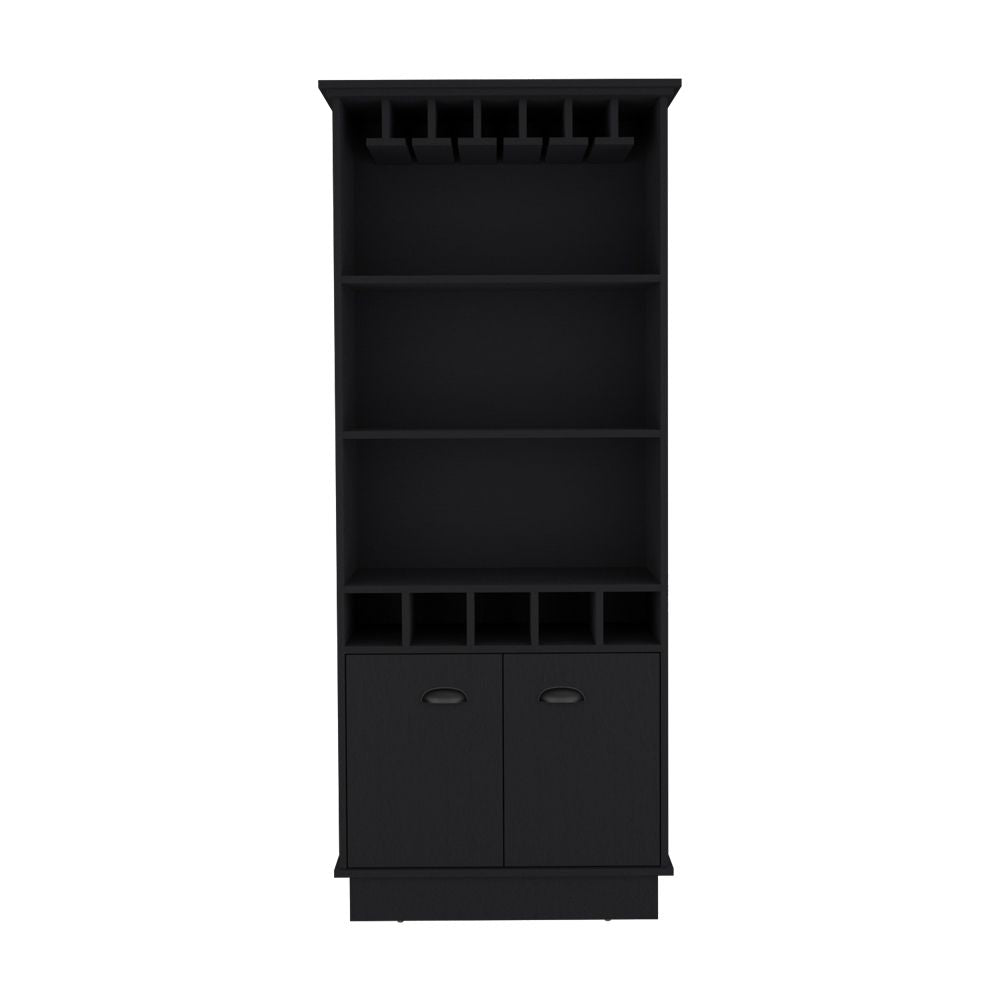 Sleek Bar Cabinet with Glassware Display and Concealed Storage