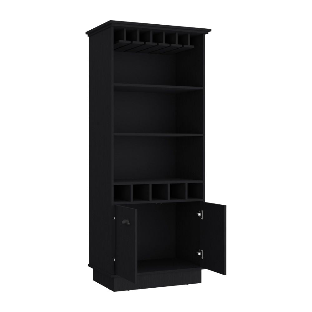 Sleek Bar Cabinet with Glassware Display and Concealed Storage